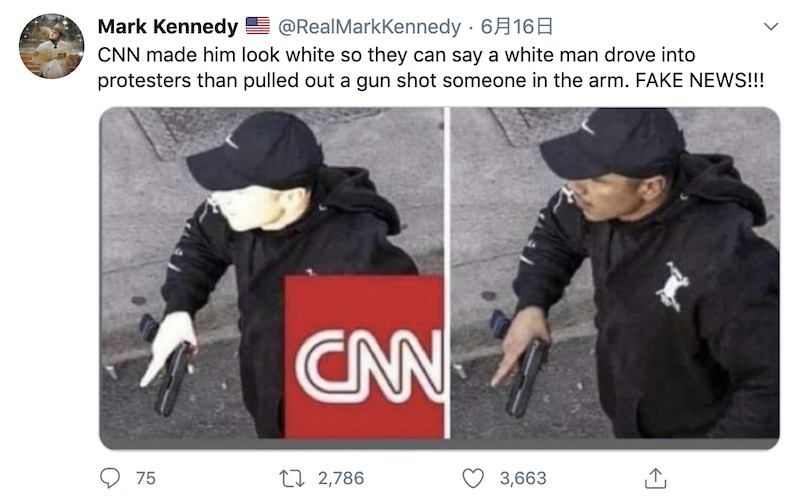 Fabrication: CNN doctored a photo of a man who fired shots into Black Lives Matter protests to make him look white