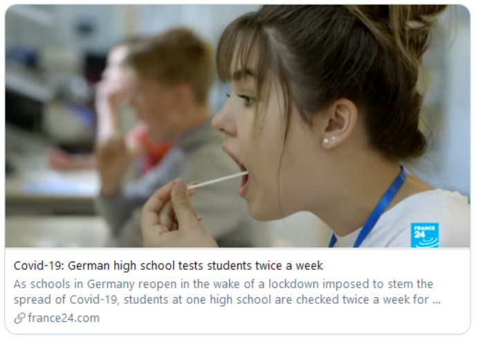 Unsubstantiated information: German high schools get free tests for the novel coronavirus twice a week