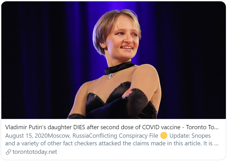 Cross-border misinformation: Vladimir Putin’s daughter dies after receiving Russia’s COVID-19 vaccine