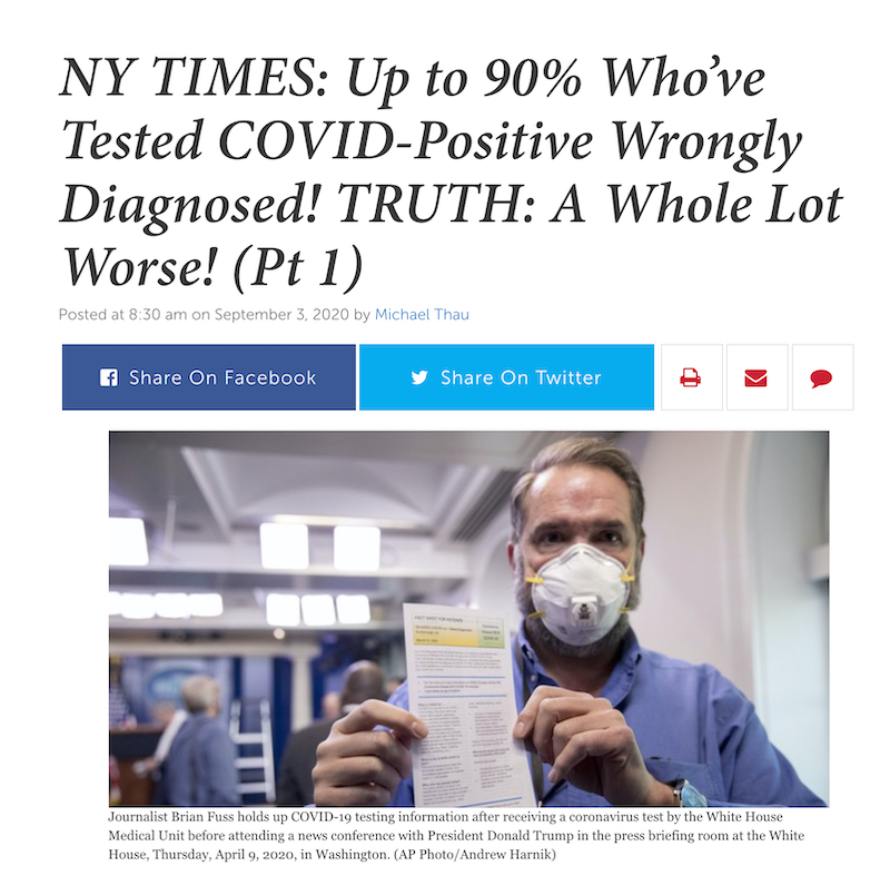 False: NY Times reports 90% of PCR-positive cases are misdiagnosed